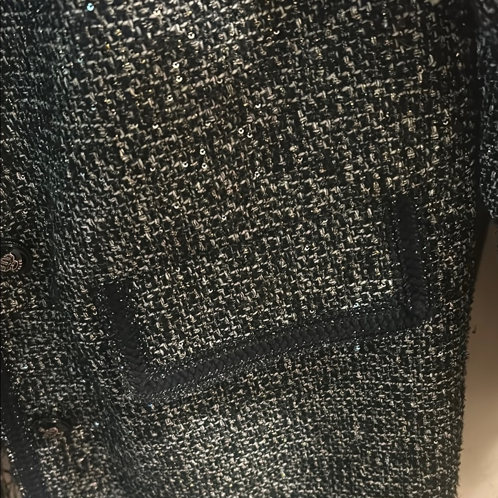 🎉3X HOST PICK🎉 Zara Black & Silver Tweed Jacket with Fringe Trim - Picture 5 of 11